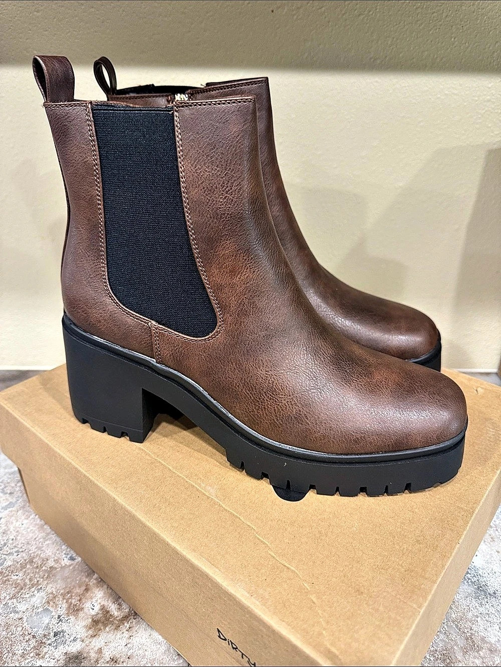 Dirty Laundry Lisbon Chelsea Bootie Brown Platform Ankle Boots